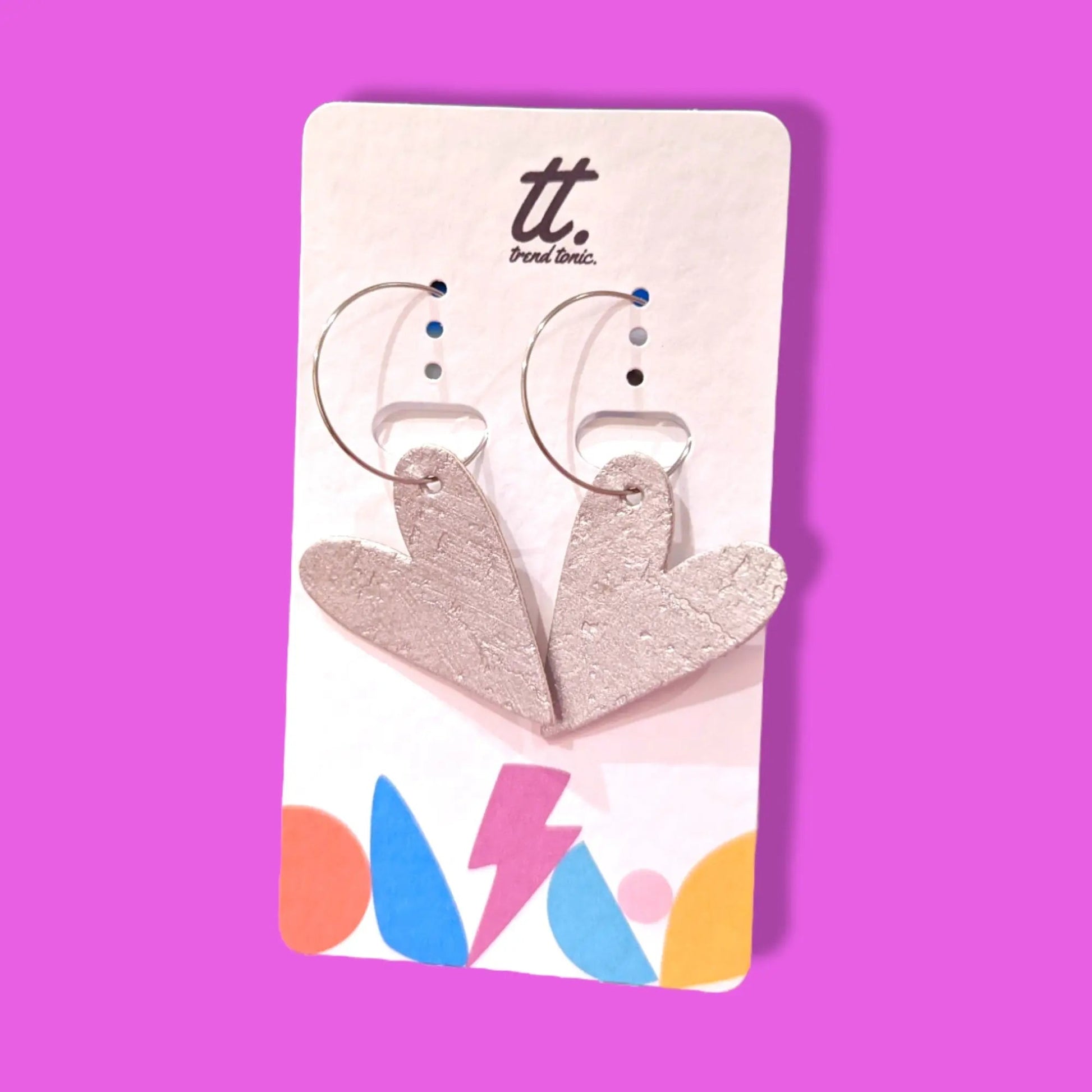 Silver Heart Hoop Earrings