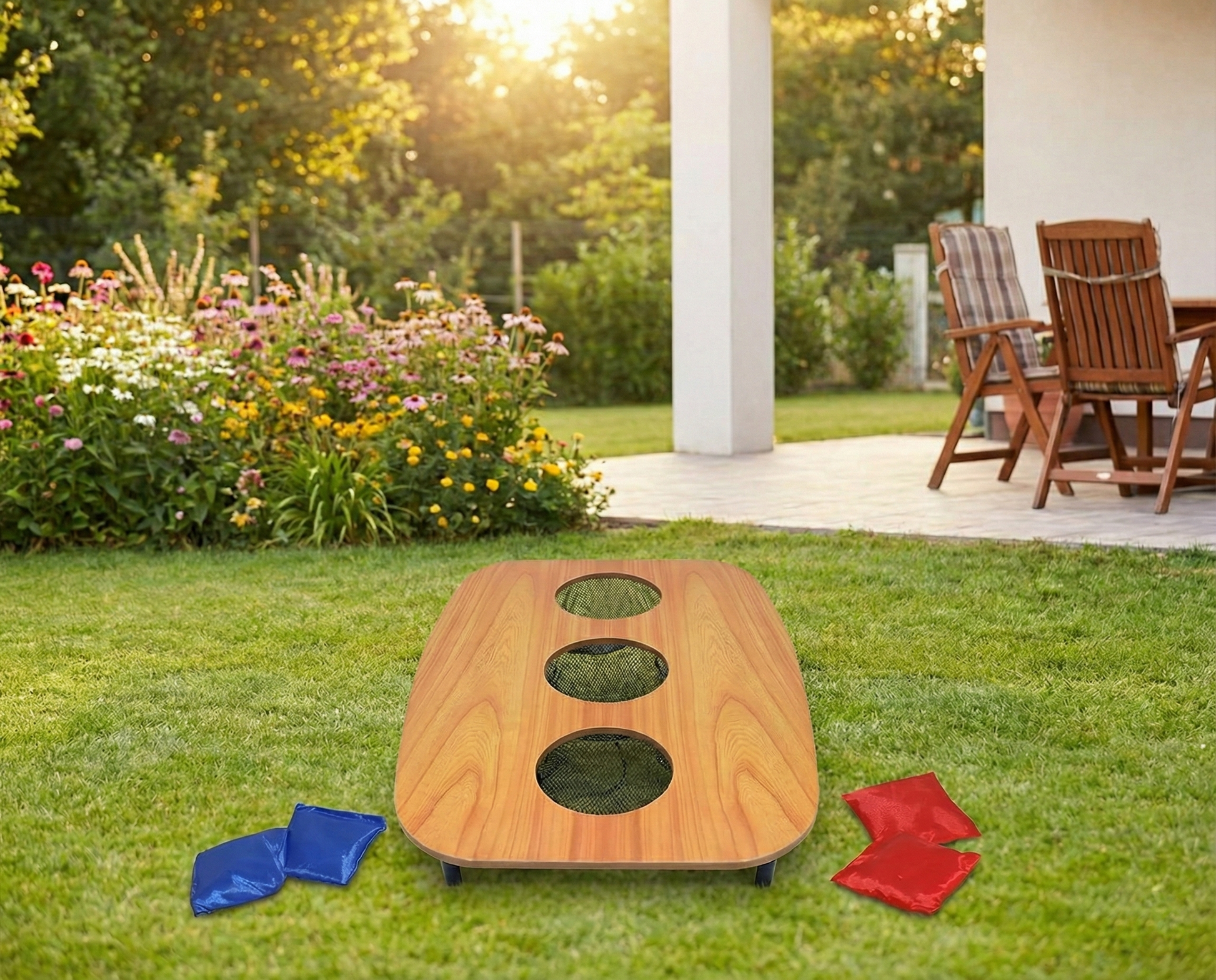 Single Deck Cornhole Game - Bean Bag Toss Game for Kids and Adults