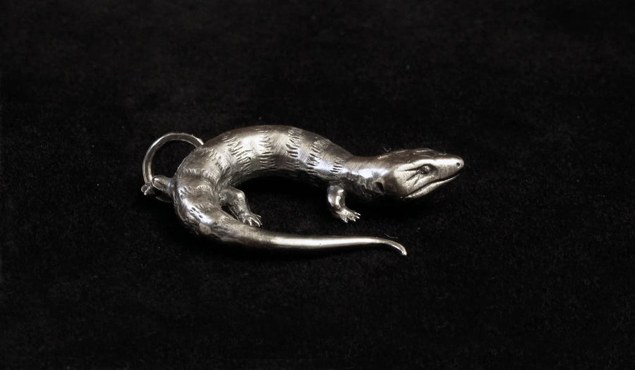 Handmade Silver Blue Tongue Skink Charm – Estonian Crafted by Hvitolg at www.brixbailey.com