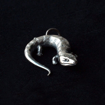 Handmade Silver Blue Tongue Skink Charm – Designed in Estonia by Hvitolg at www.brixbailey.com