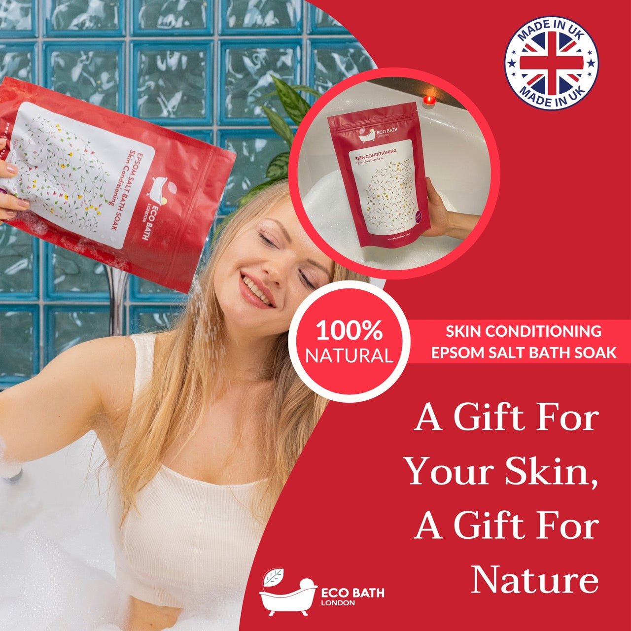 Skin Conditioning Epsom Salt Bath Soak Pouch