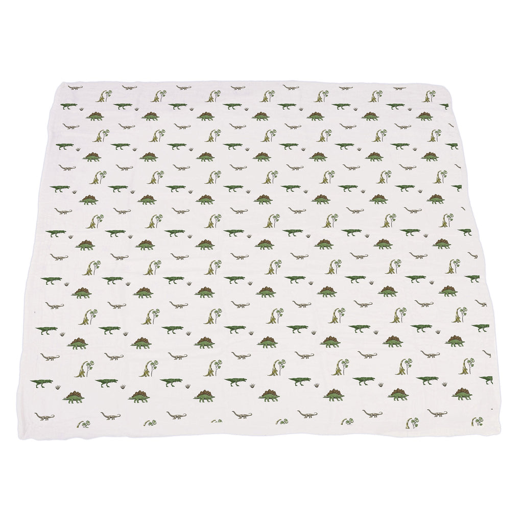 Dino Days and Tropical Forest Cotton Muslin Blanket 47 x 47 inches