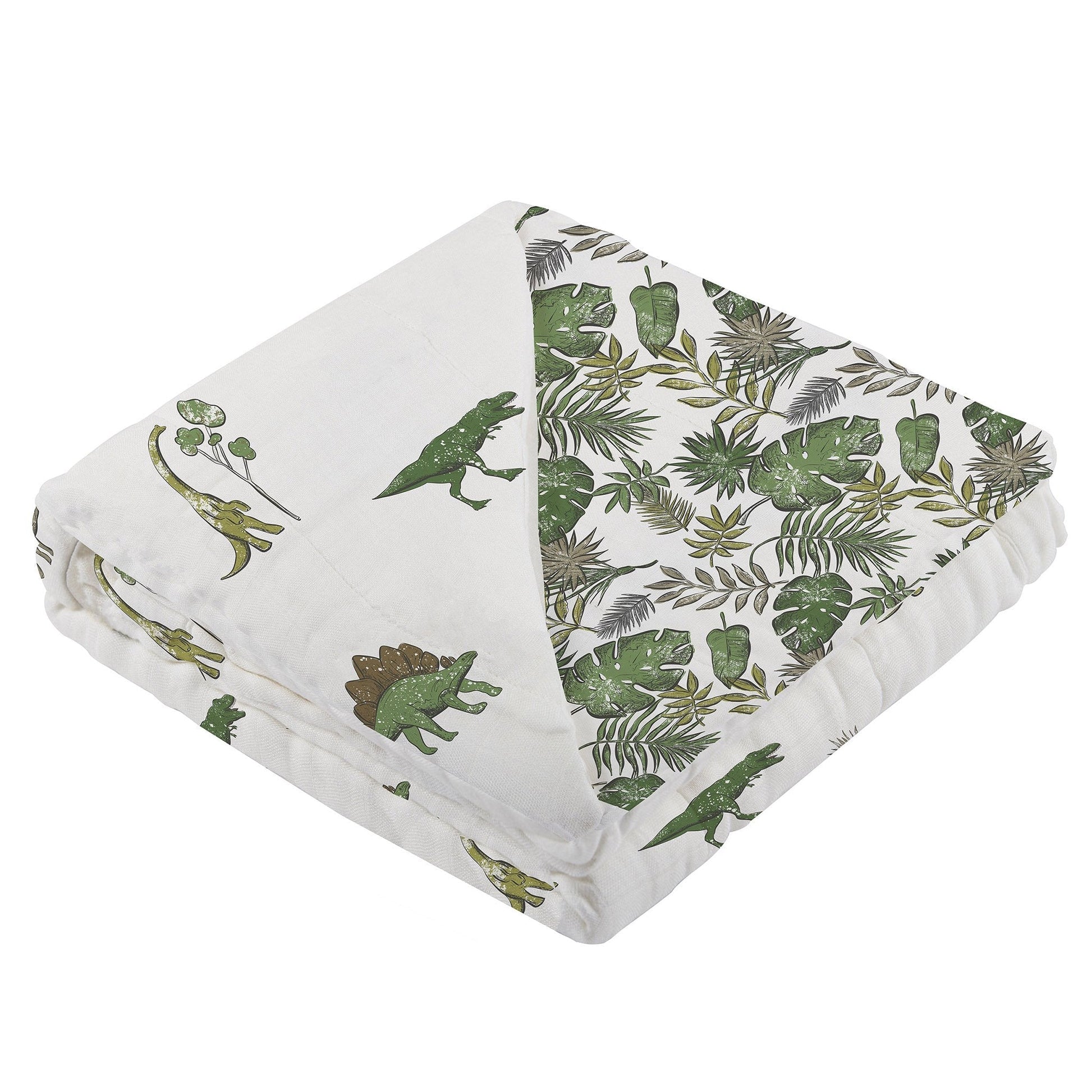 Dino Days and Tropical Forest Cotton Muslin Blanket 47 x 47 inches