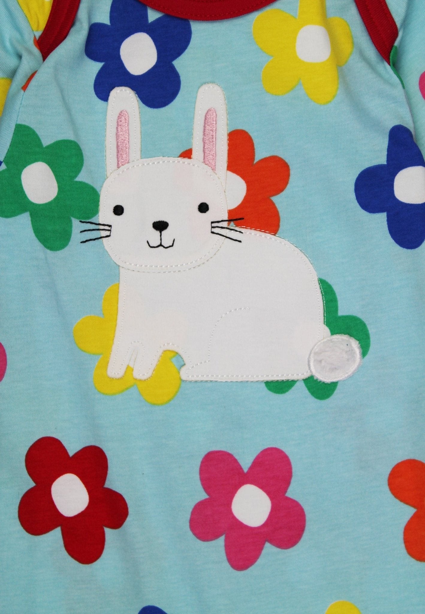 Organic Rainbow Bloom Bunny Applique Sleepsuit