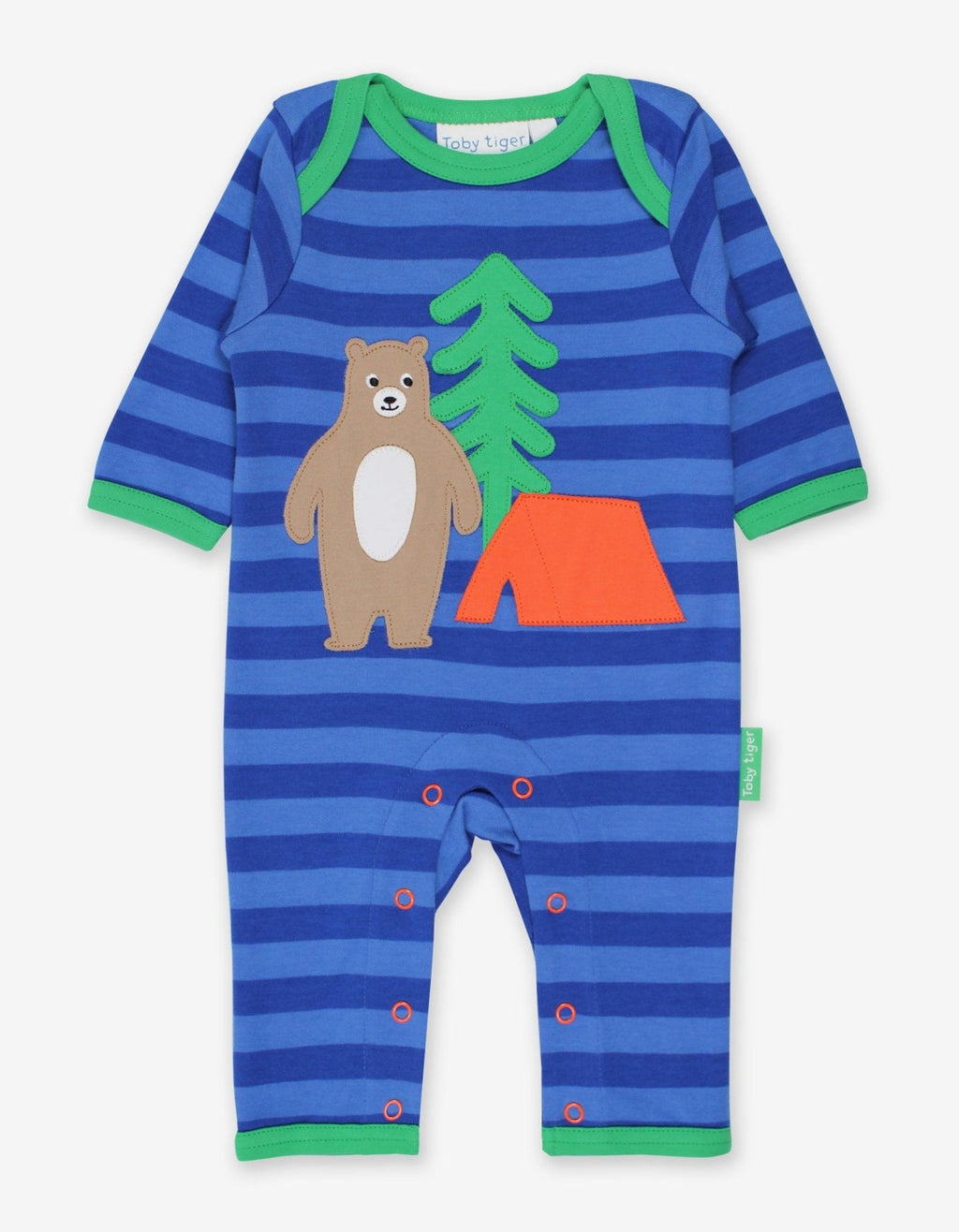 Organic Cotton Camping Bear Applique Sleepsuit