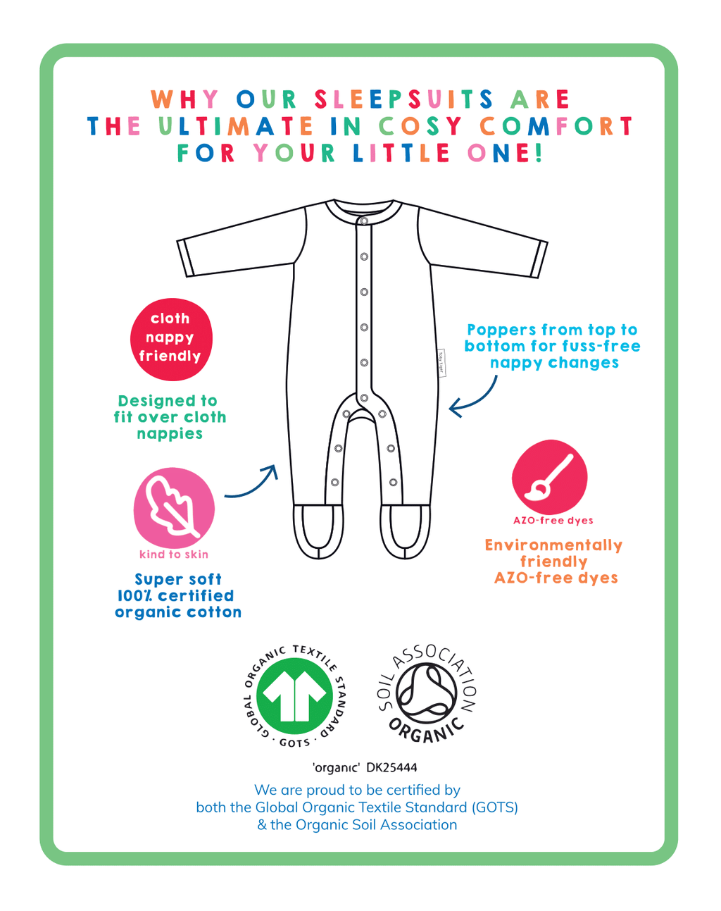 Organic Mouse and Mushroom Applique Sleepsuit