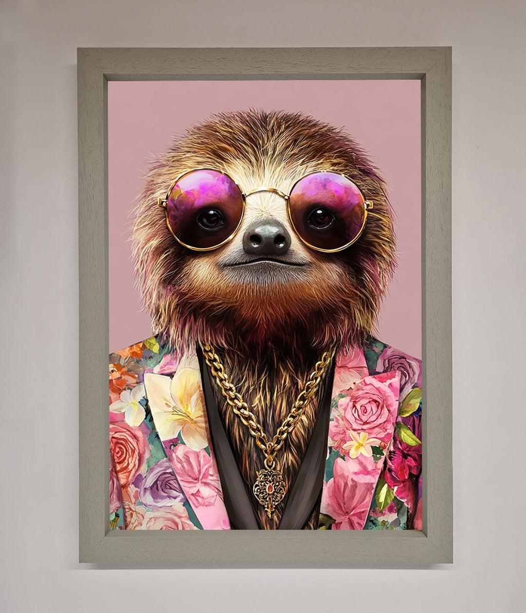 Sloth With Sunglasses Framed Poster