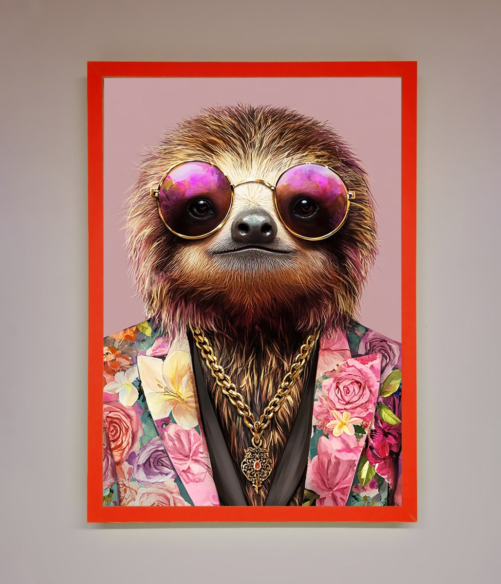 Sloth With Sunglasses Framed Poster