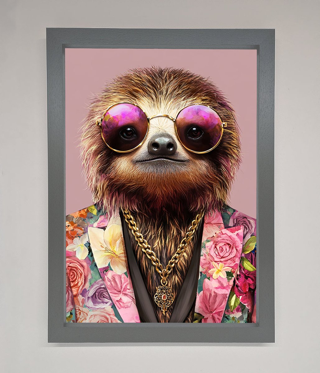 Sloth With Sunglasses Framed Poster