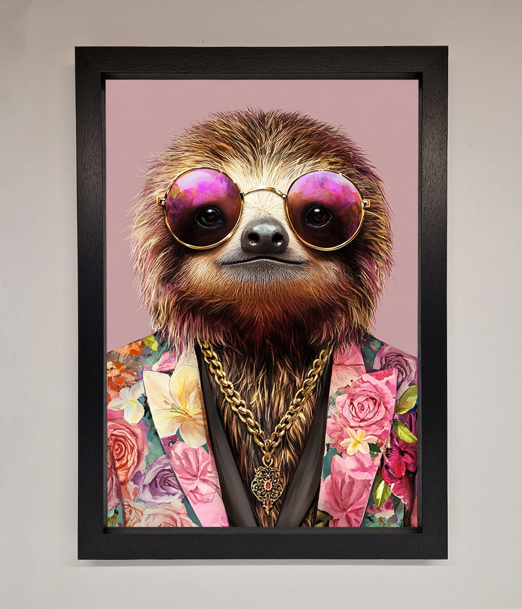 Sloth With Sunglasses Framed Poster