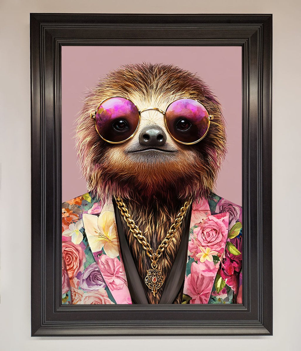 Sloth With Sunglasses Framed Poster