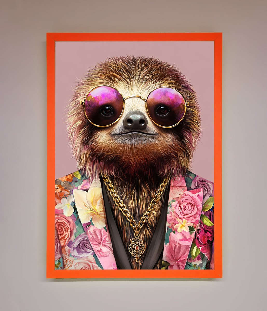 Sloth With Sunglasses Framed Poster