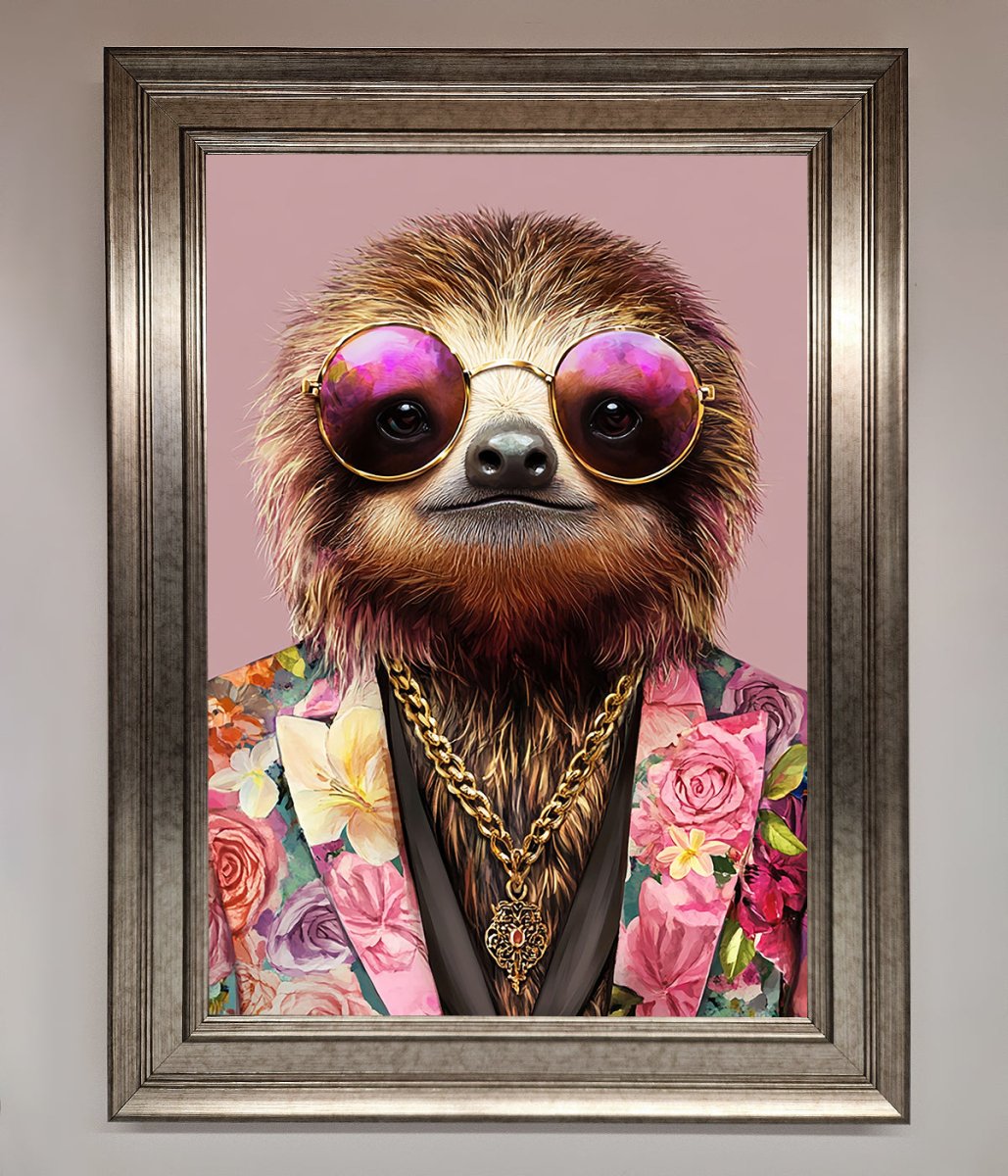 Sloth With Sunglasses Framed Poster