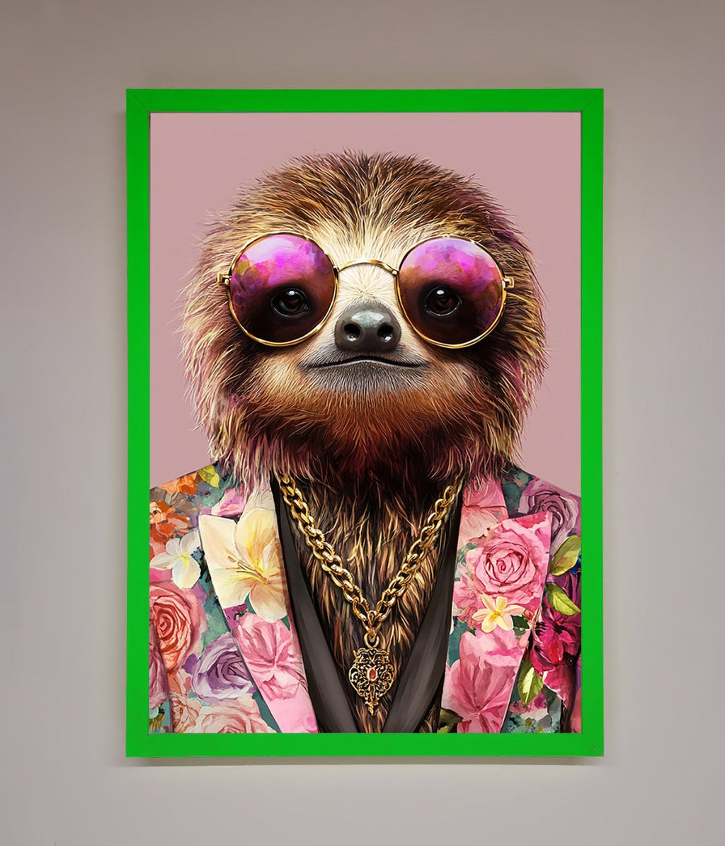 Sloth With Sunglasses Framed Poster