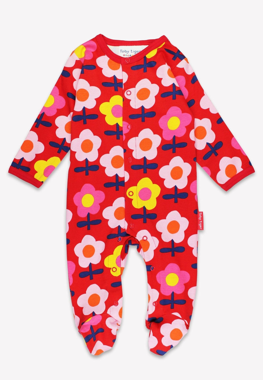 Organic Pink Flower Print Sleepsuit for Babies