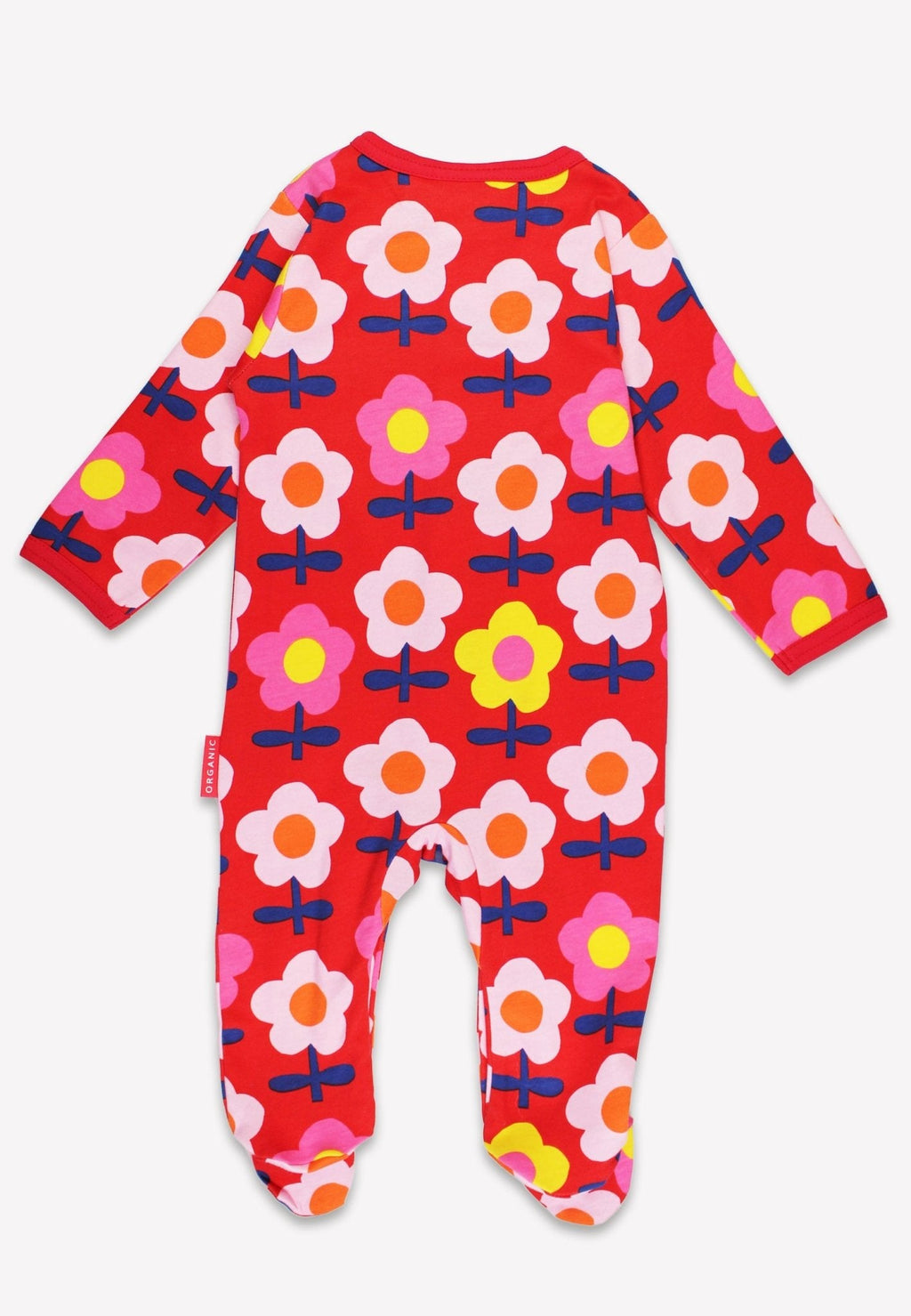 Organic Pink Flower Print Sleepsuit for Babies