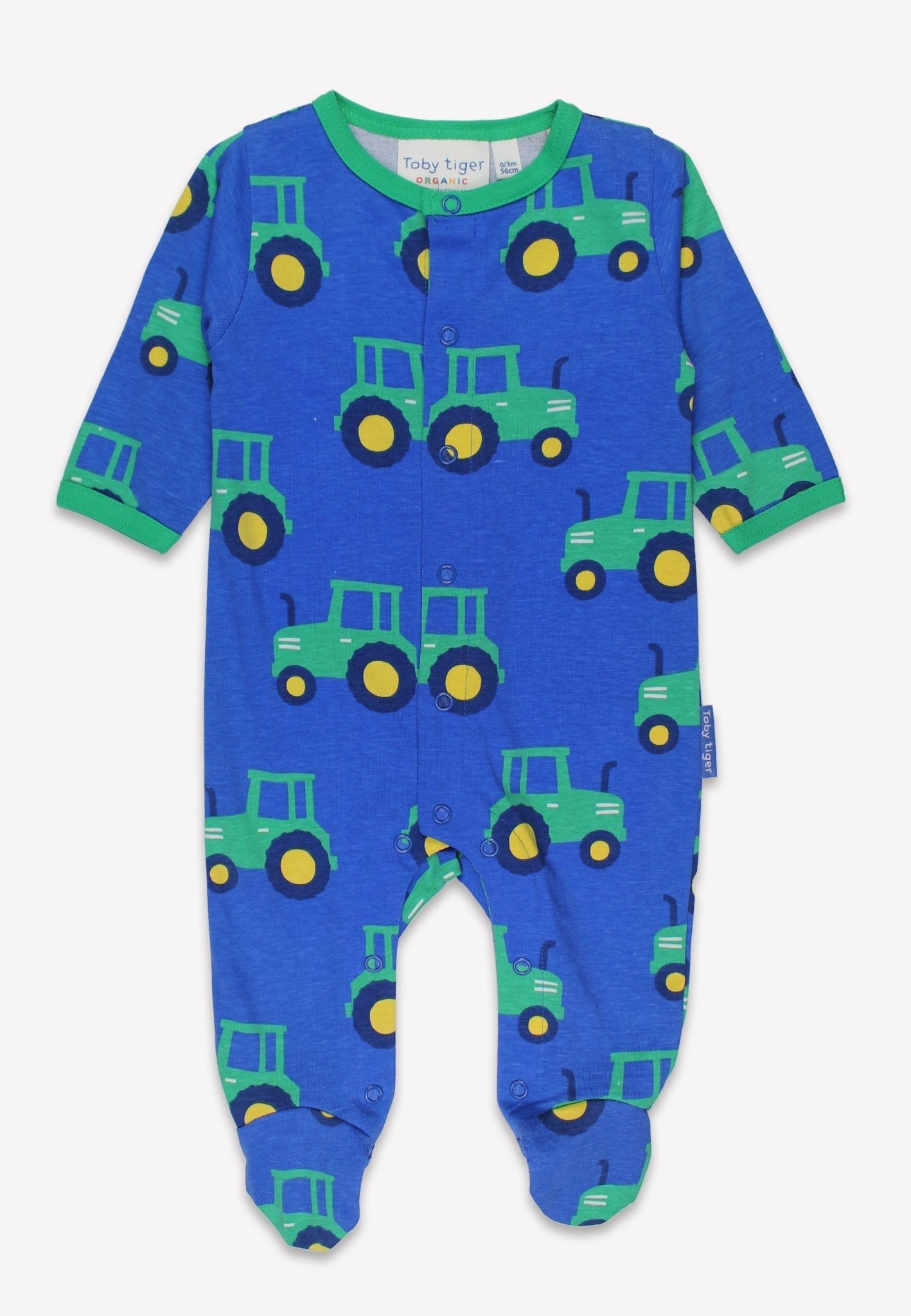 Organic Hillside Tractor Print Sleepsuit