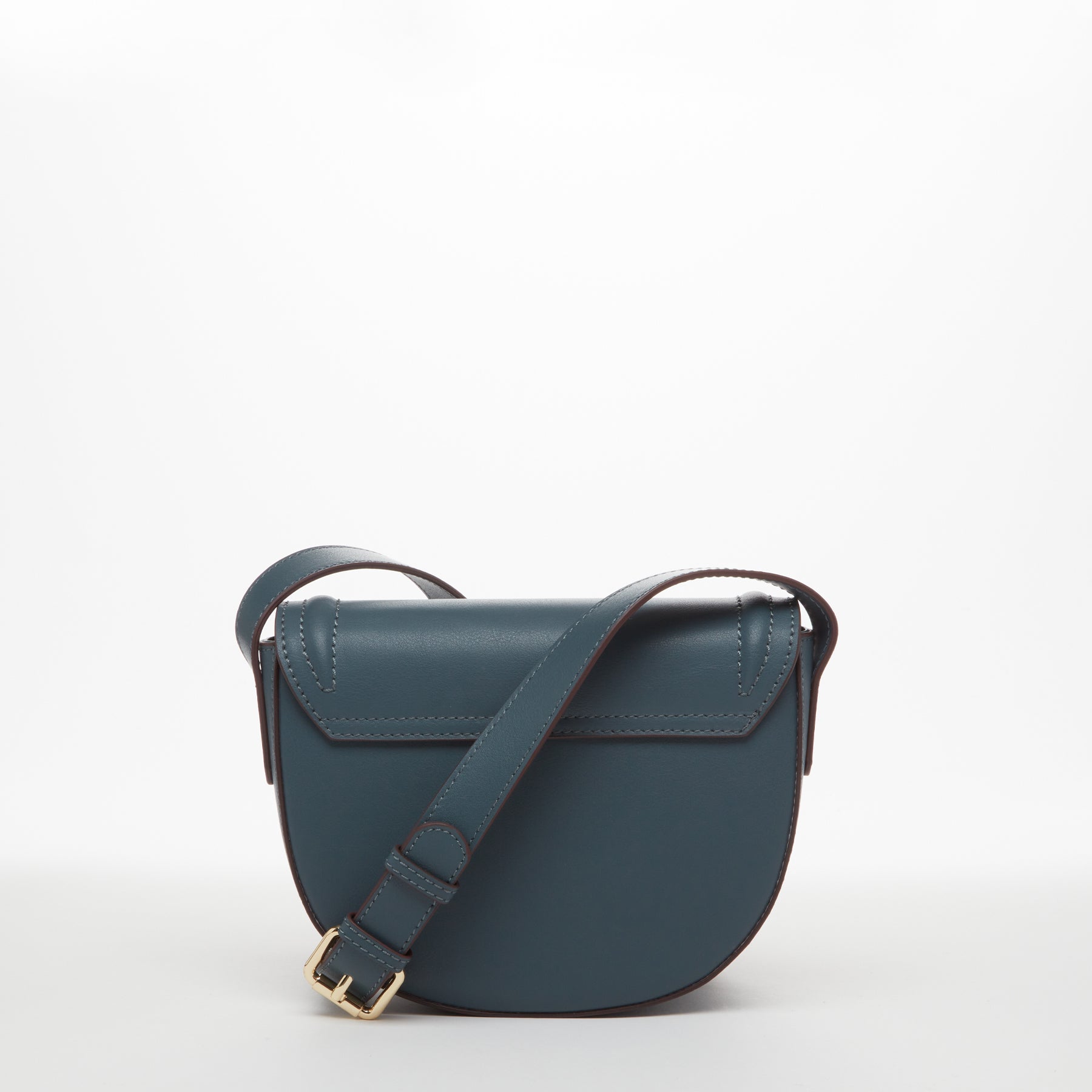 Blue Leather Saddle Bag Crossbody Purse