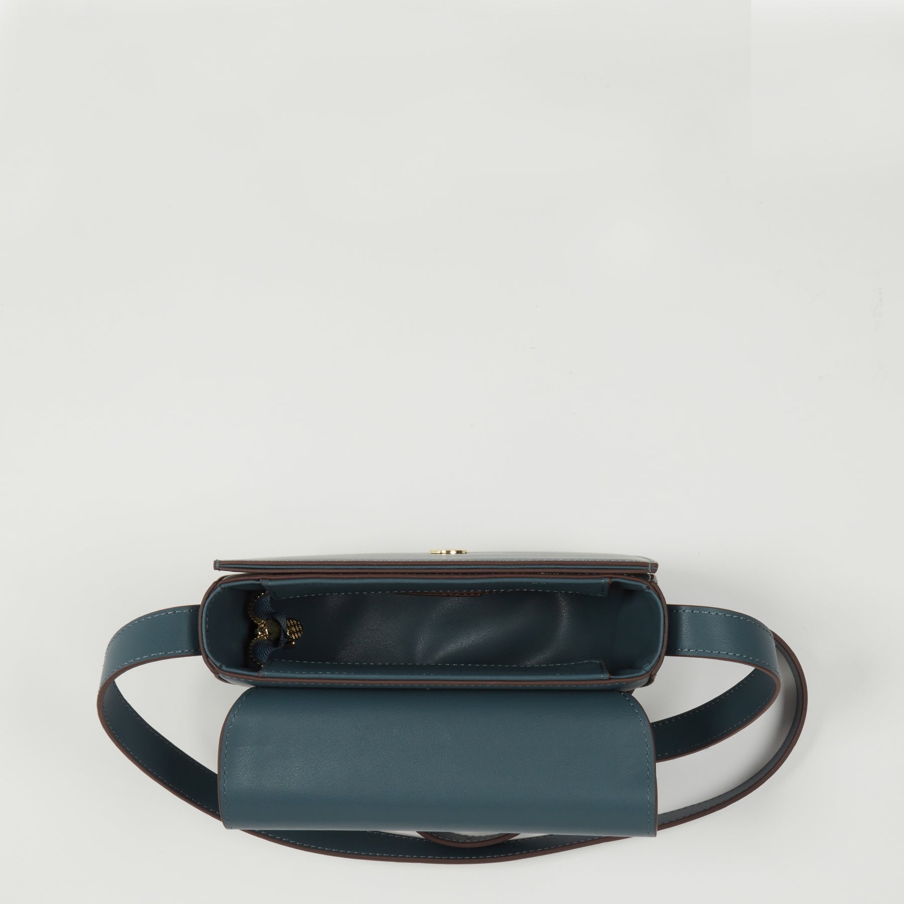 Blue Leather Saddle Bag Crossbody Purse