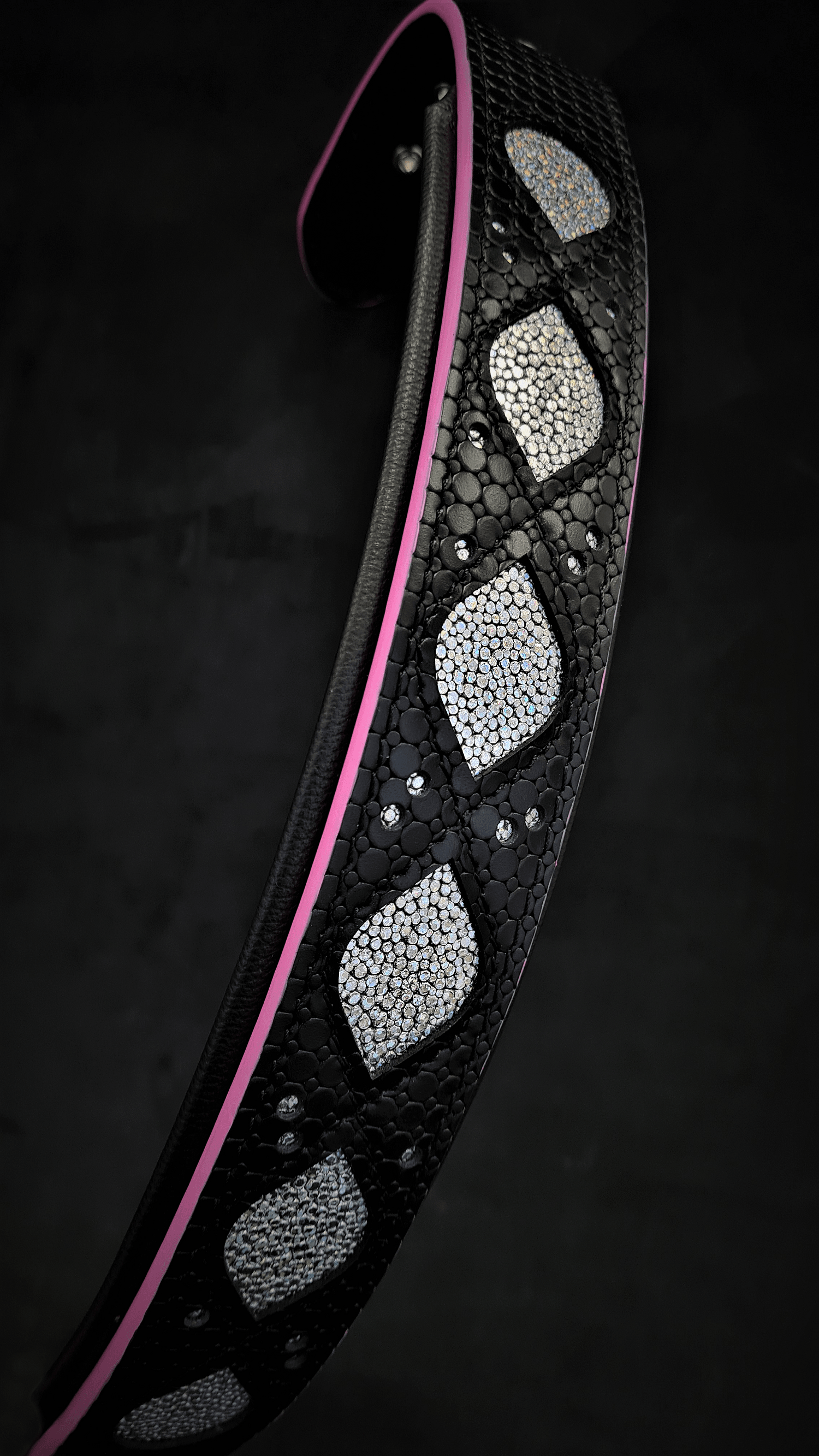 Ariel Glitter Dog Collar in Black Leather