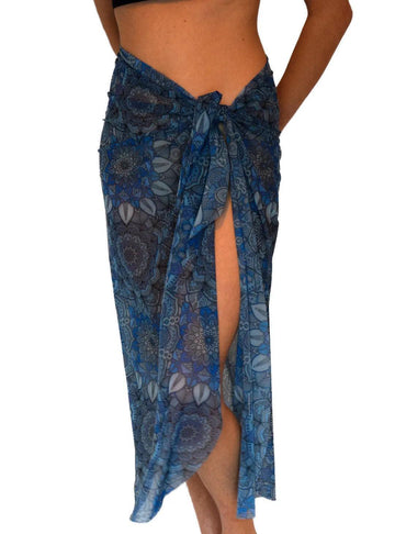 Embrace Endless Summer with the SMARTTAN Blue-Purple Mandala Tan Through Sarong - Innovative & Stylish Beachwear by Smarttan at www.brixbailey.com