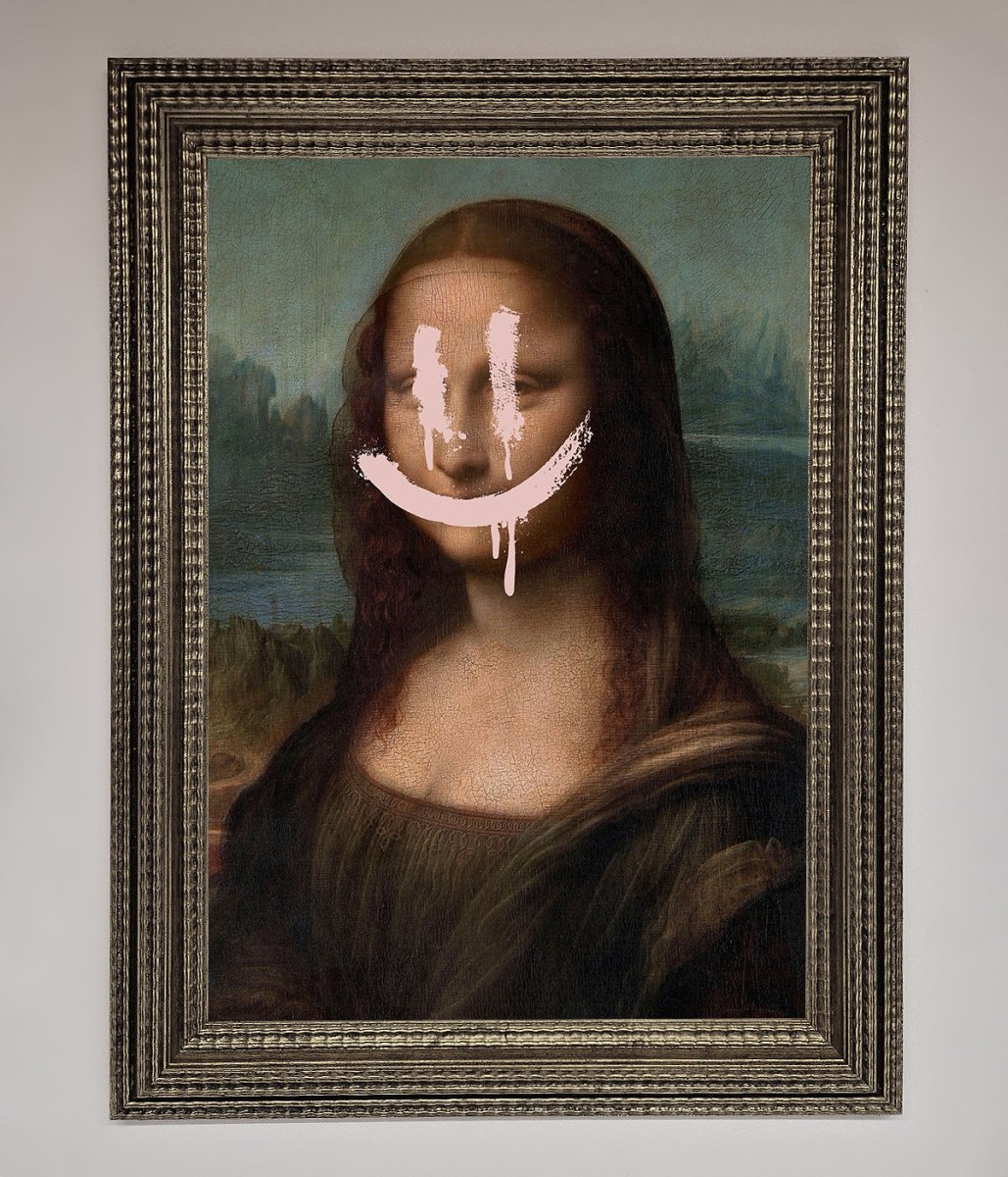 Smiley Mona Framed Poster