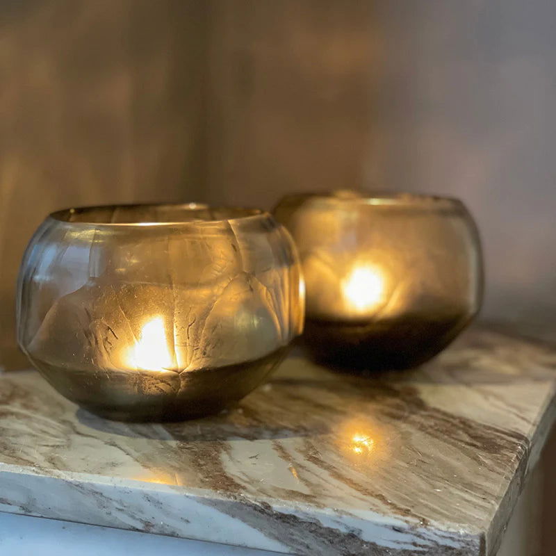 SULPHUR CANDLEHOLDER - H9 D11 cm - SMOKE