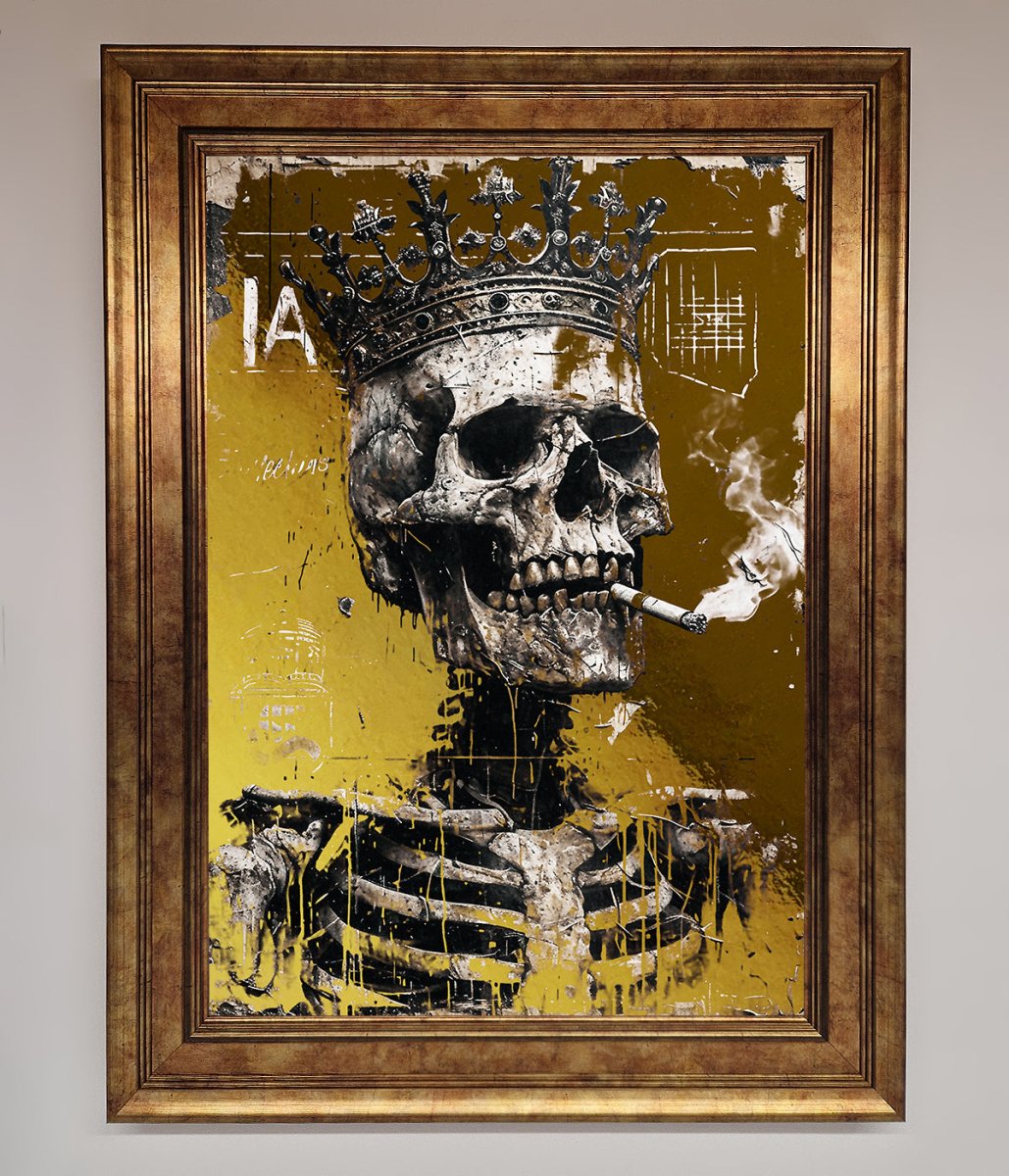 Smoking King Skull Foil Print
