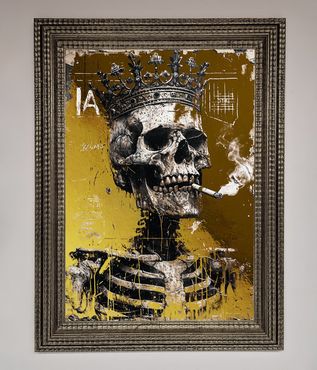 Smoking King Skull Foil Print