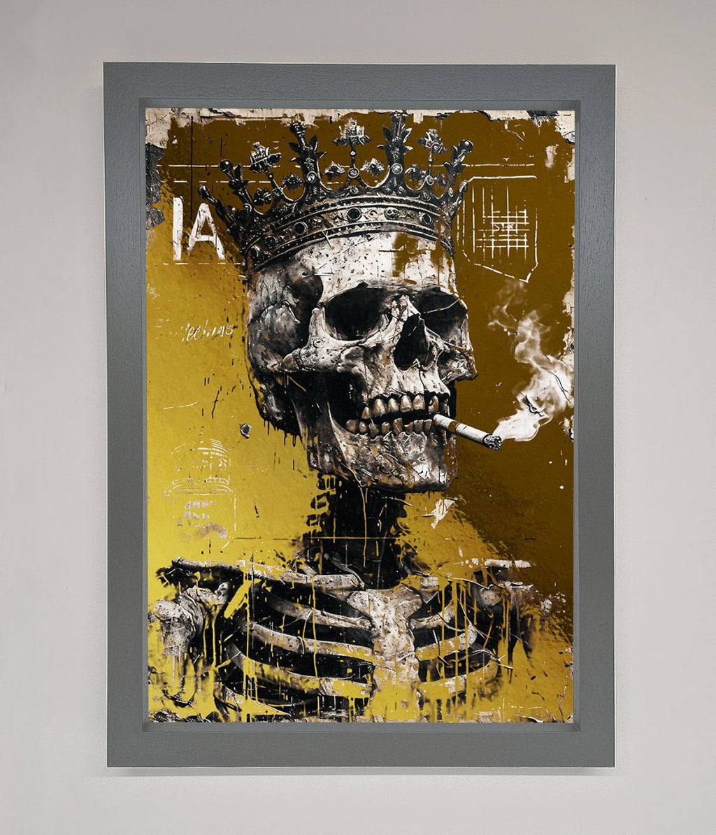Smoking King Skull Foil Print