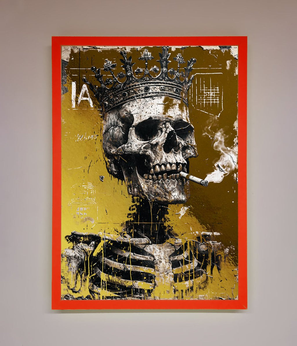 Smoking King Skull Foil Print