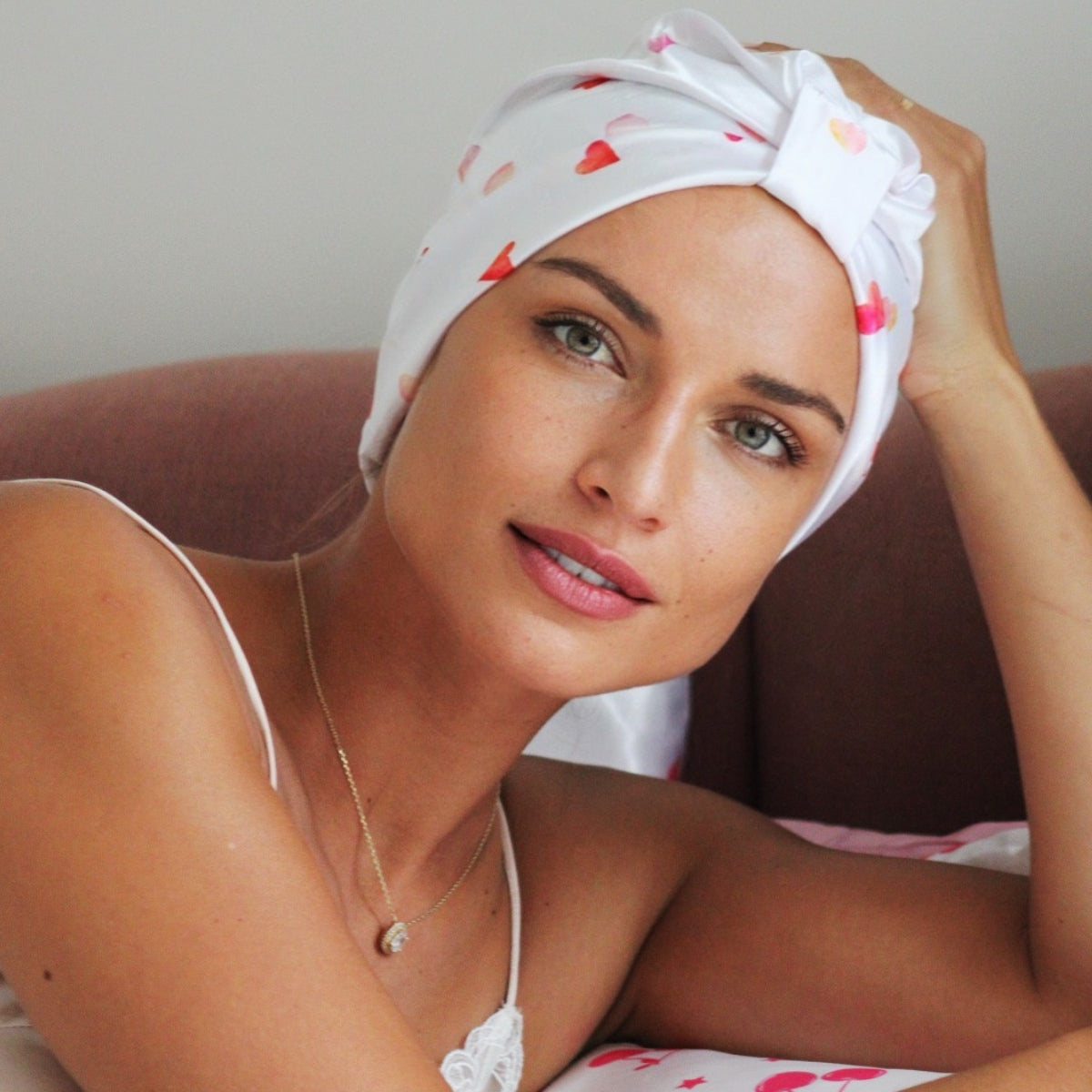 Satin Sleep Turban in Loveheart