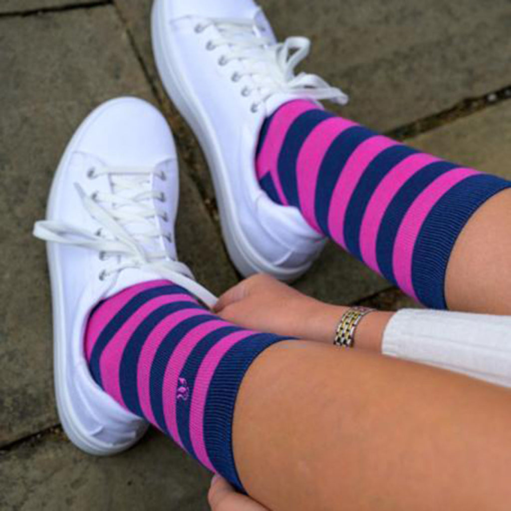 Pink Stripe Matching Bamboo Socks for Adults and Children
