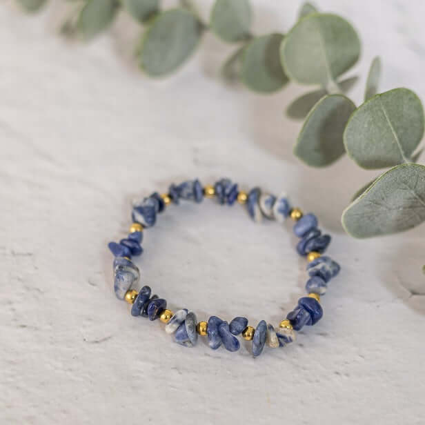 Sodalite Crystal Bracelet in Sterling Silver or Gold