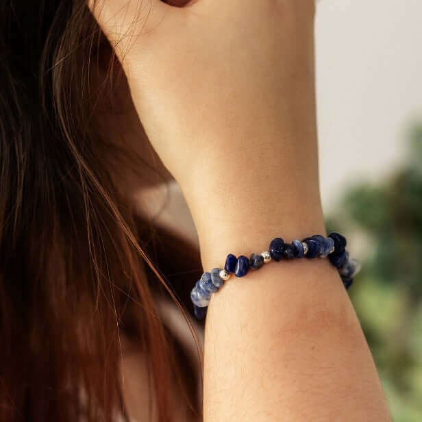 Sodalite Crystal Bracelet in Sterling Silver or Gold