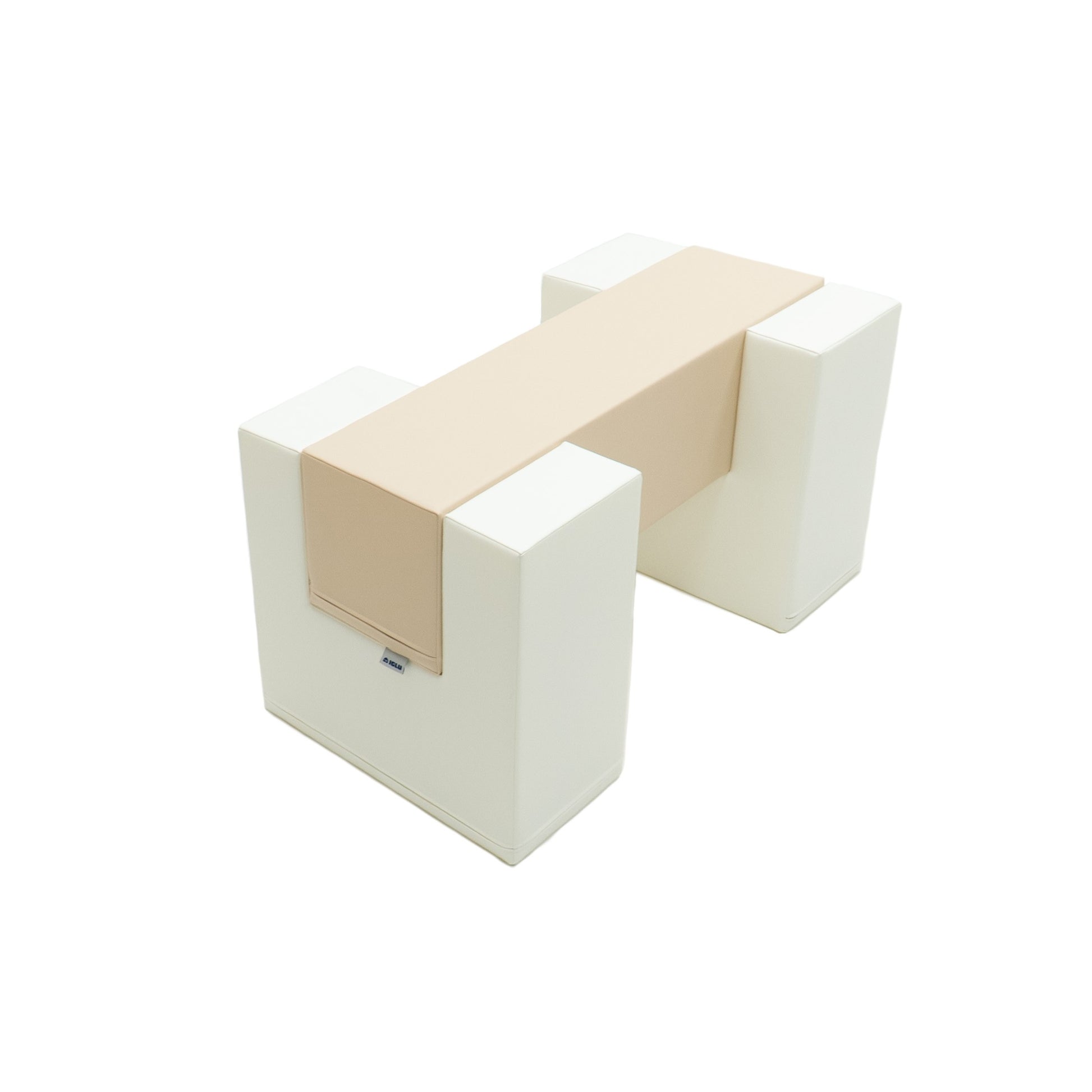 soft beige balance bridge for toddlers in a cozy, sunlit nursery setting