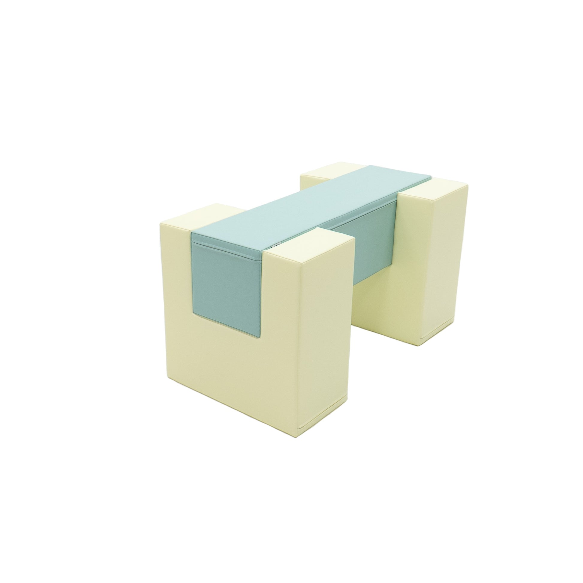 a soft pastel balance bridge set on a cozy nursery rug, bathed in gentle morning light