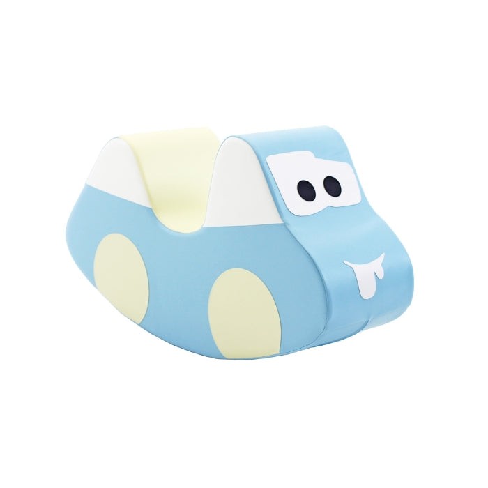 elegant light blue soft play car for kids, fostering balance and imagination with eco-leather finish