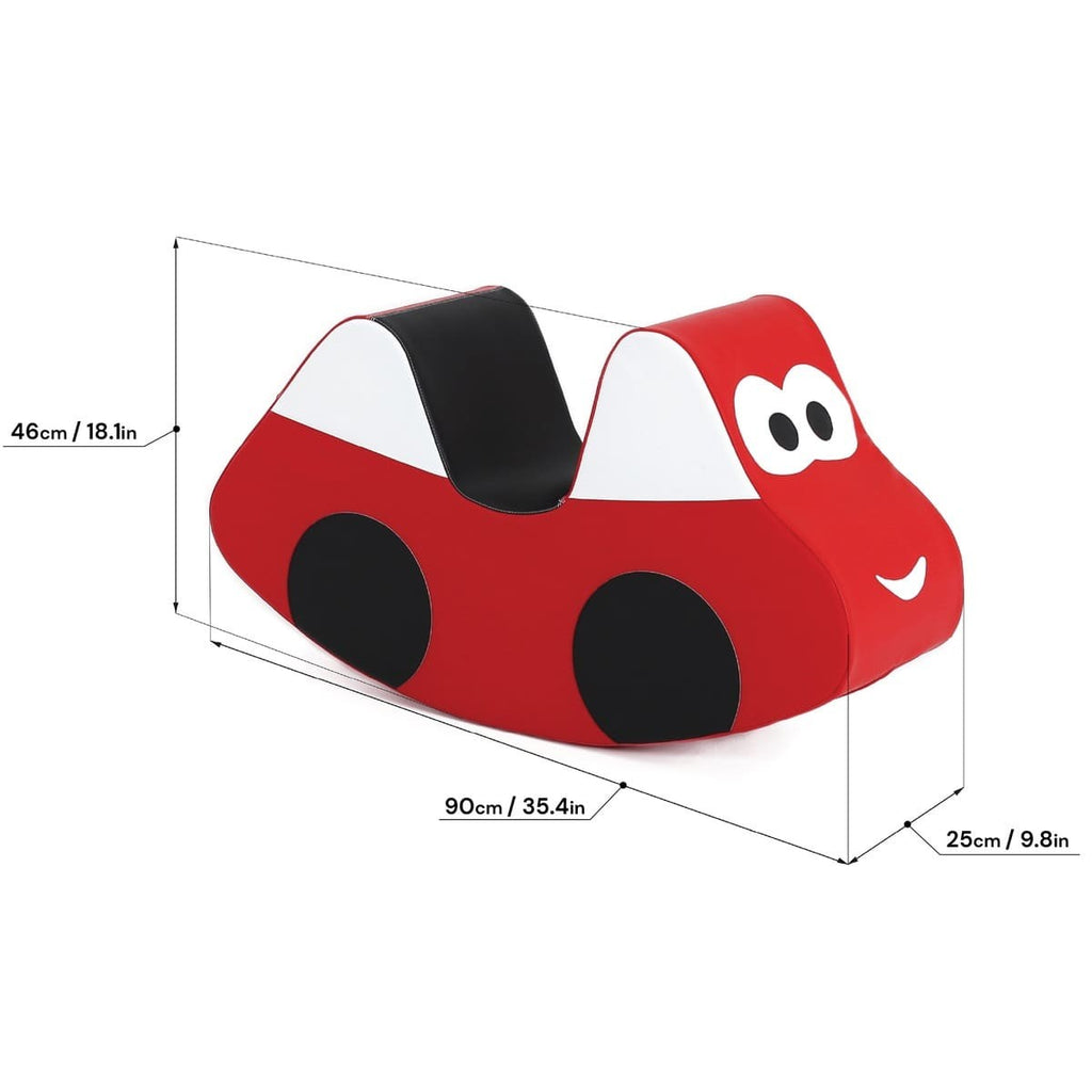 a child's hand resting on the soft red eco-leather hood of their iglu ride-on car