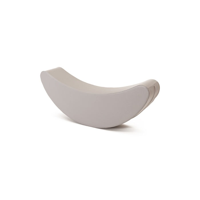 elegant grey banana rocking toy for kids, fostering balance and creativity with soft eco-leather finish