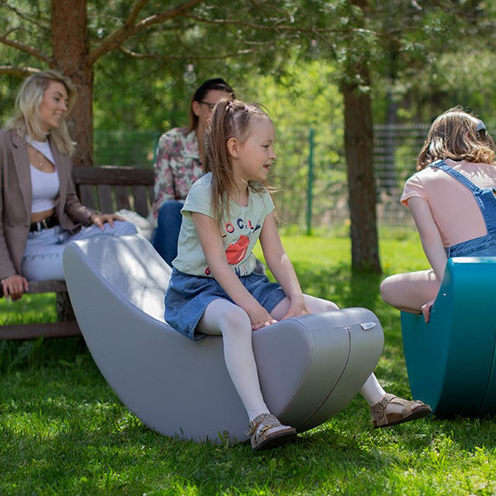bold grey banana rocking toy for kids - durable foam design for active play and motor skill development