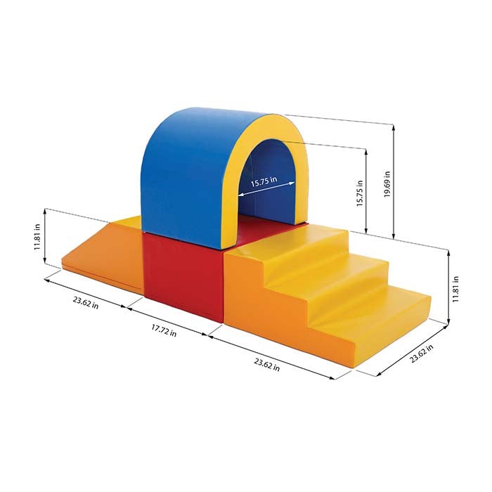 elegant multicolor soft play tunnel for kids, fostering creativity and motor skills in a refined home setting