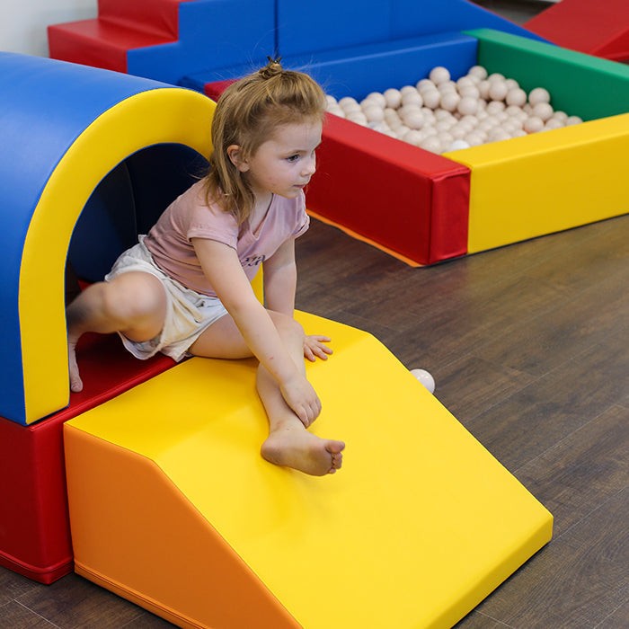 bold multicolor soft play tunnel for kids - durable foam crawl space for active adventures