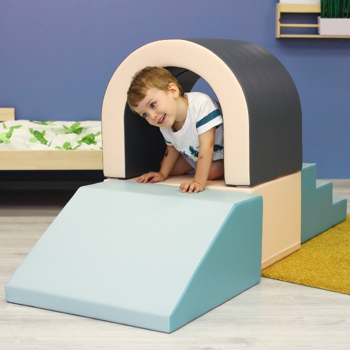 pastel soft play tunnel set for toddlers - durable foam crawl space encouraging active play and social skills