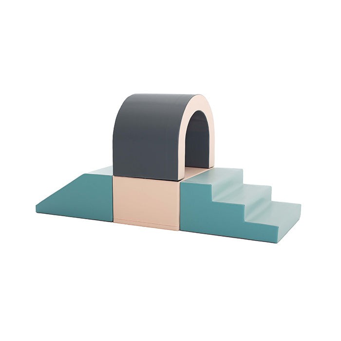 pastel soft play tunnel for toddlers - kids crawling through a cozy, imaginative adventure