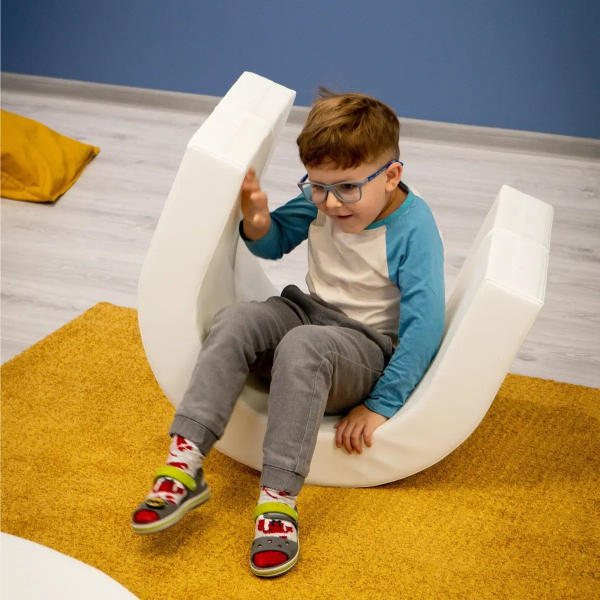 white soft play tunnel set for kids - durable foam crawl space encouraging active play and social skills