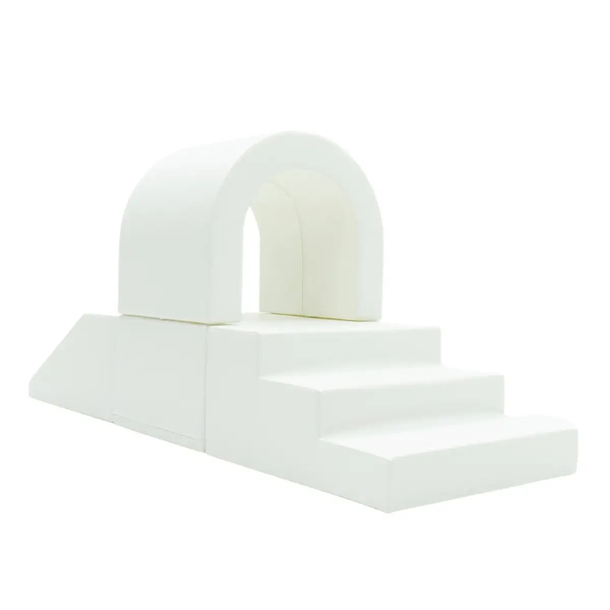white soft play tunnel for kids - durable foam crawl space with playful shadows and cozy textures