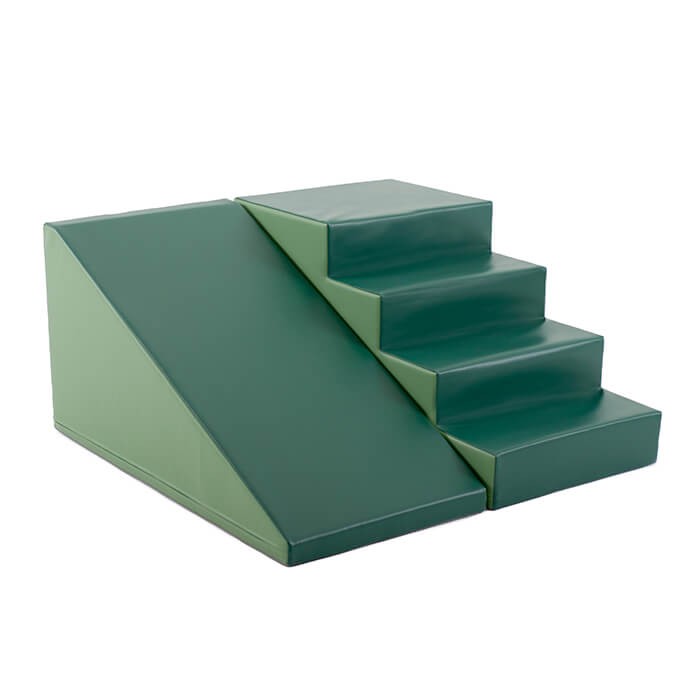 soft green play step and slide set with eco-leather finish, inviting toddlers to climb and explore safely