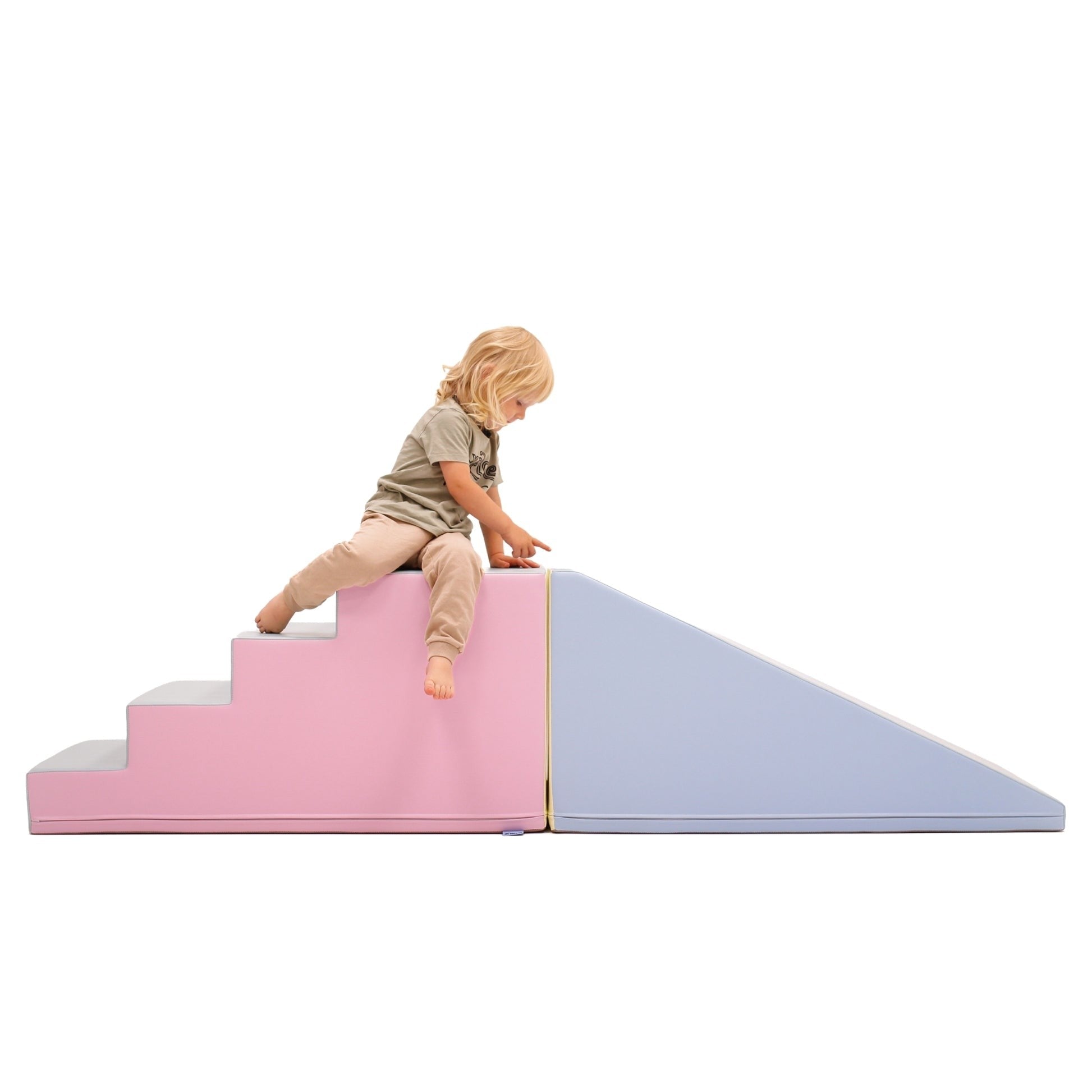 pastel soft play step and slide set for toddlers - gentle hues, cozy foam, and joyful climbing adventures