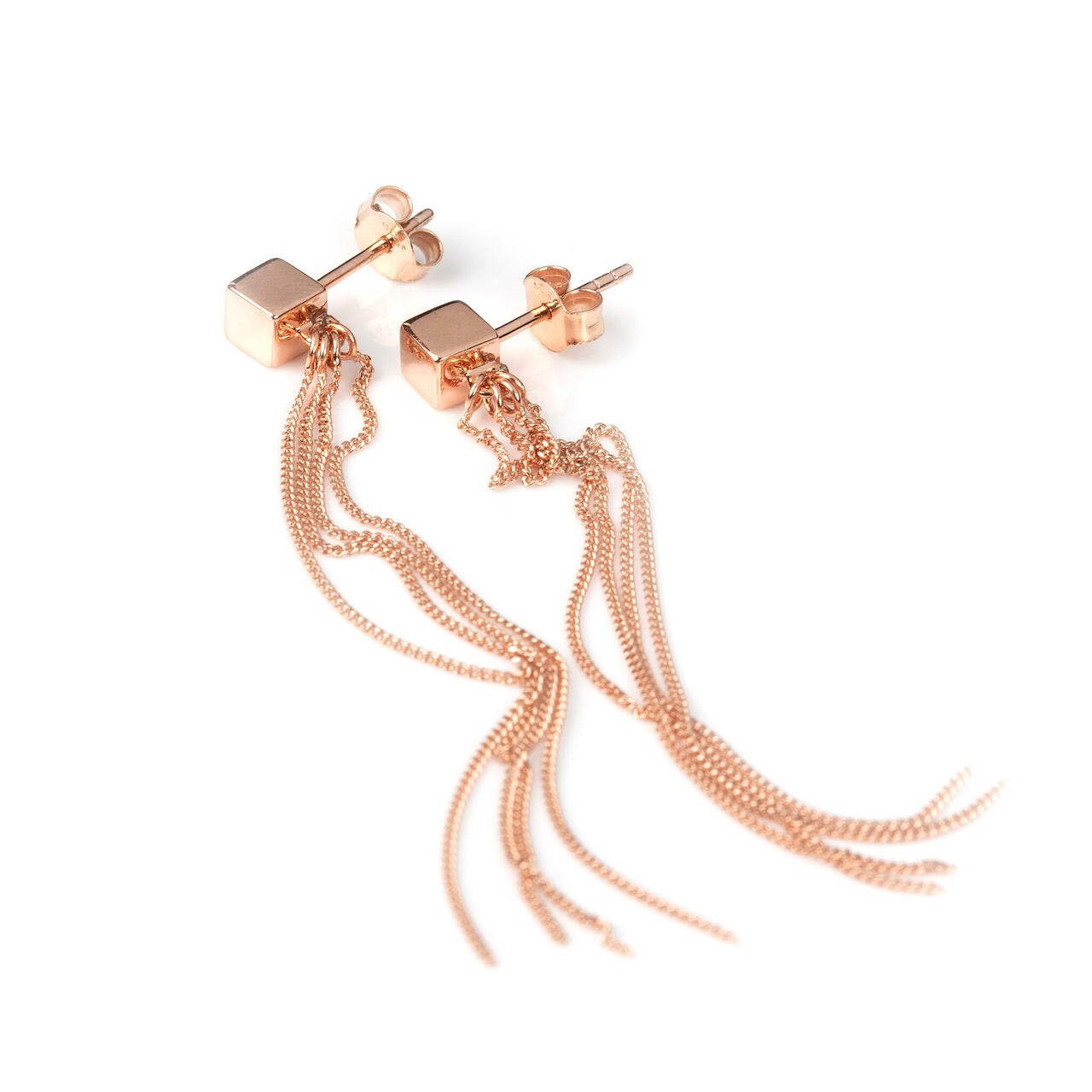 Cube Tassel Earrings in 925 Silver - Timeless & Elegant Designed in Estonia by MyaMoon - 7cm Length by MyaMoon at www.brixbailey.com